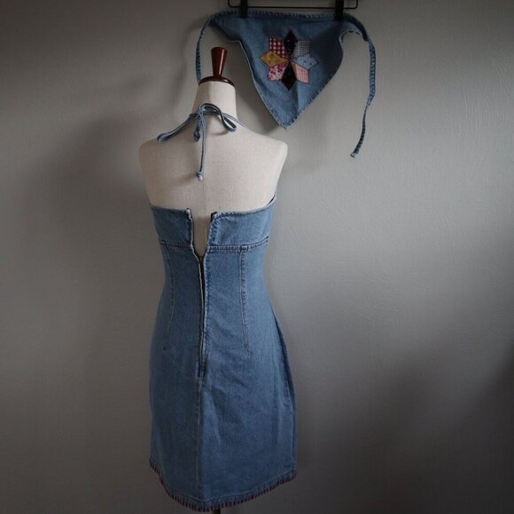 ABS Denim Mini Dress and Matching Bandana Size 2 - Picture 5 of 7